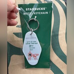 Starbucks White Motel Keychain “Let’s Go Have Coffee Together”